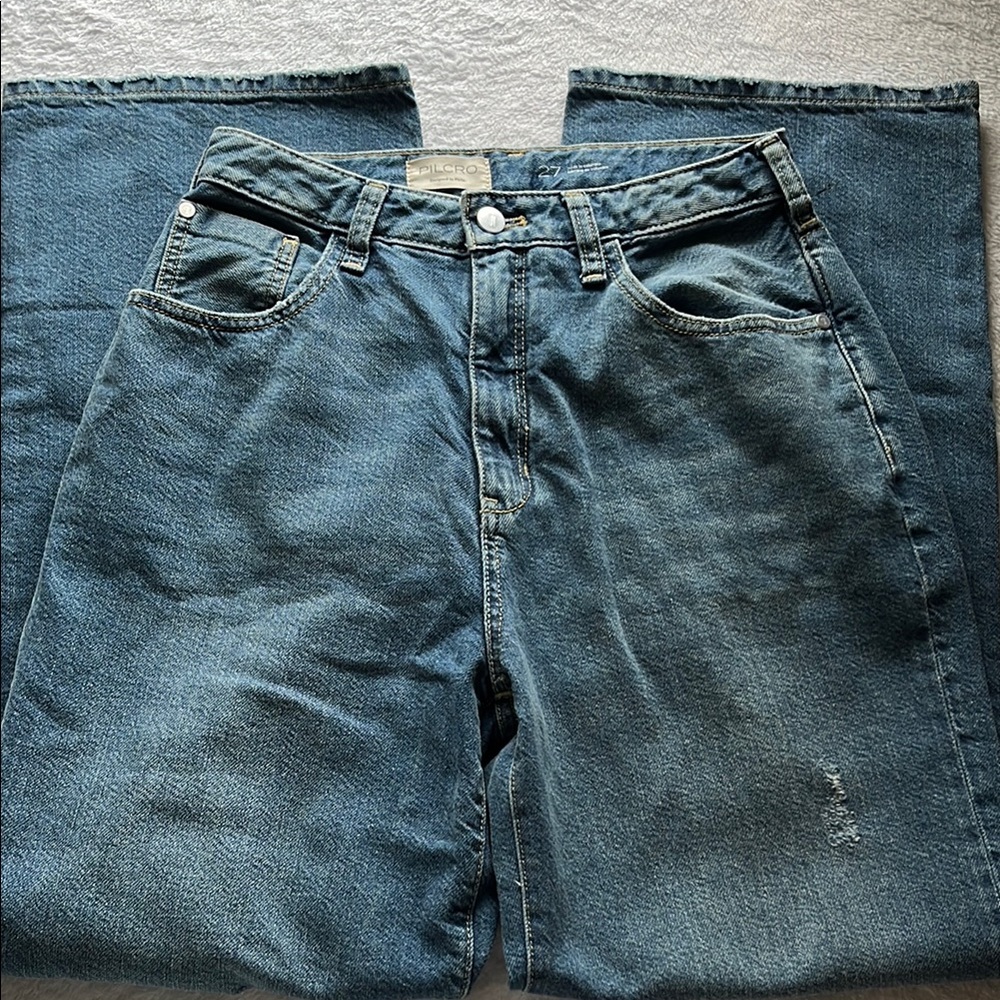 Pilcro Blue Relaxed Fit Jeans with Contrast Stitching
